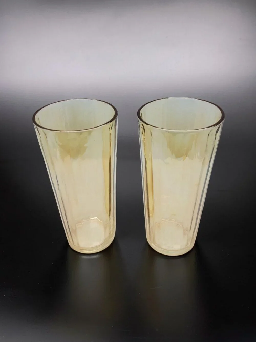 vintage set of 2  jeanette marigold lusterware 12oz drinking glasses